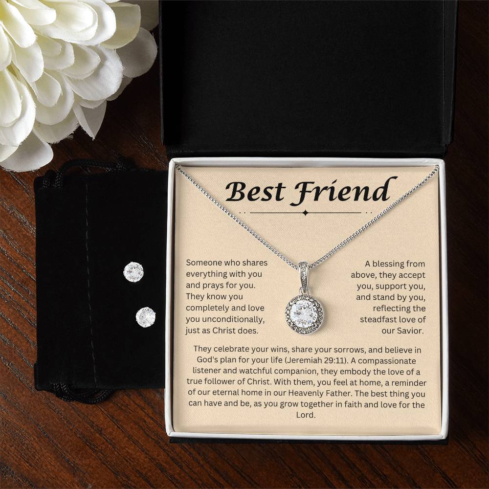 Best Friend Necklace and Earring For Her