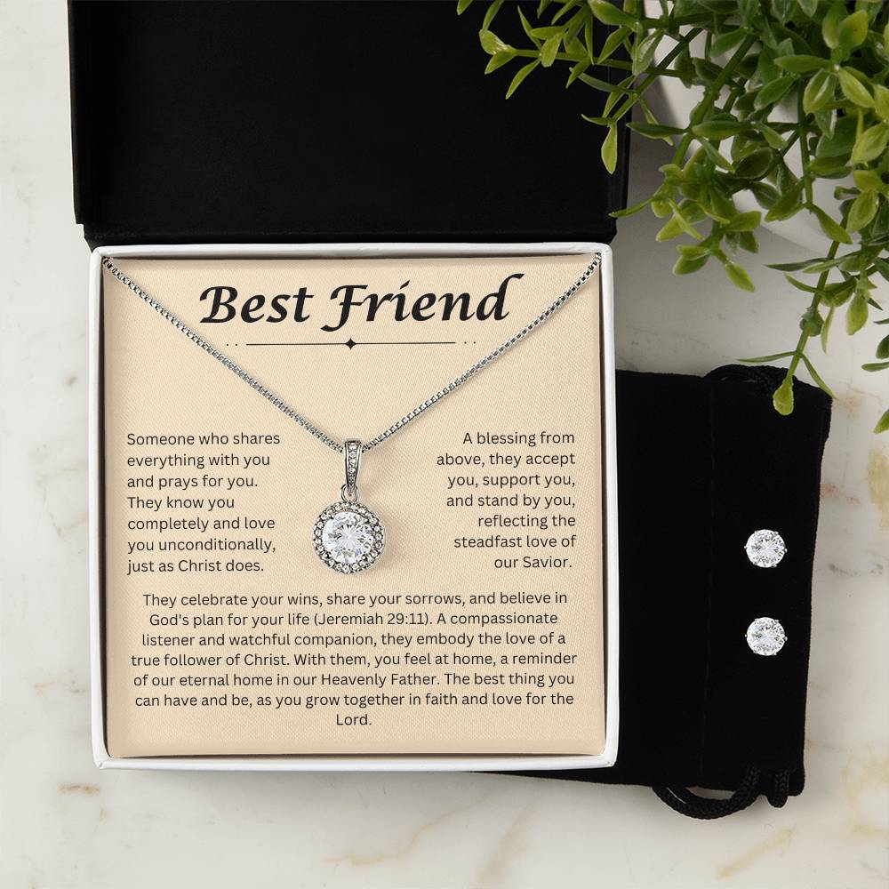 Best Friend Necklace and Earring For Her