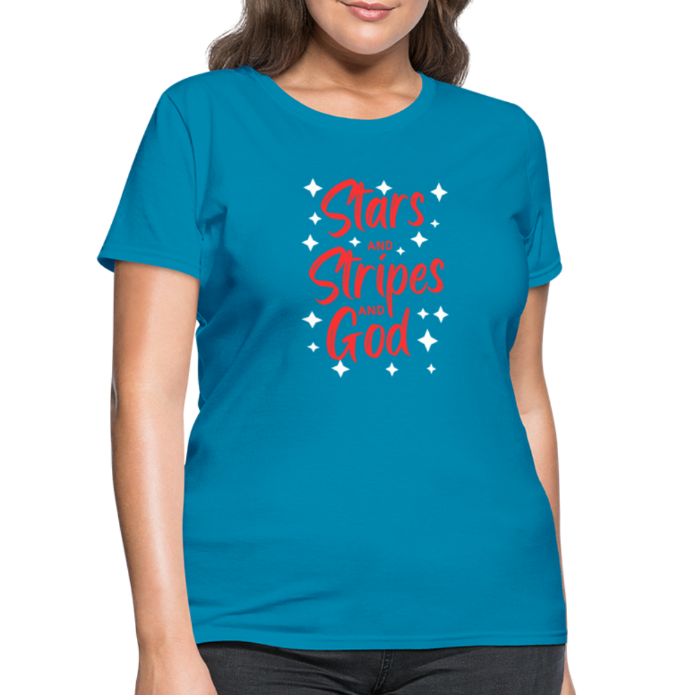 Stars And Stripes And God T-Shirt - turquoise