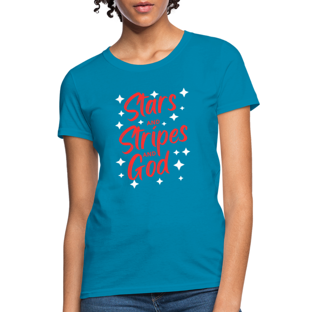 Stars And Stripes And God T-Shirt - turquoise