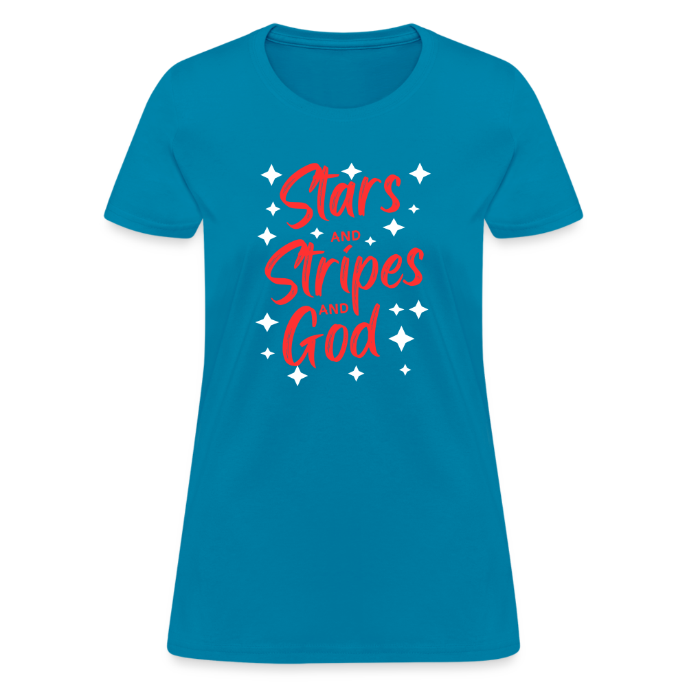 Stars And Stripes And God T-Shirt - turquoise