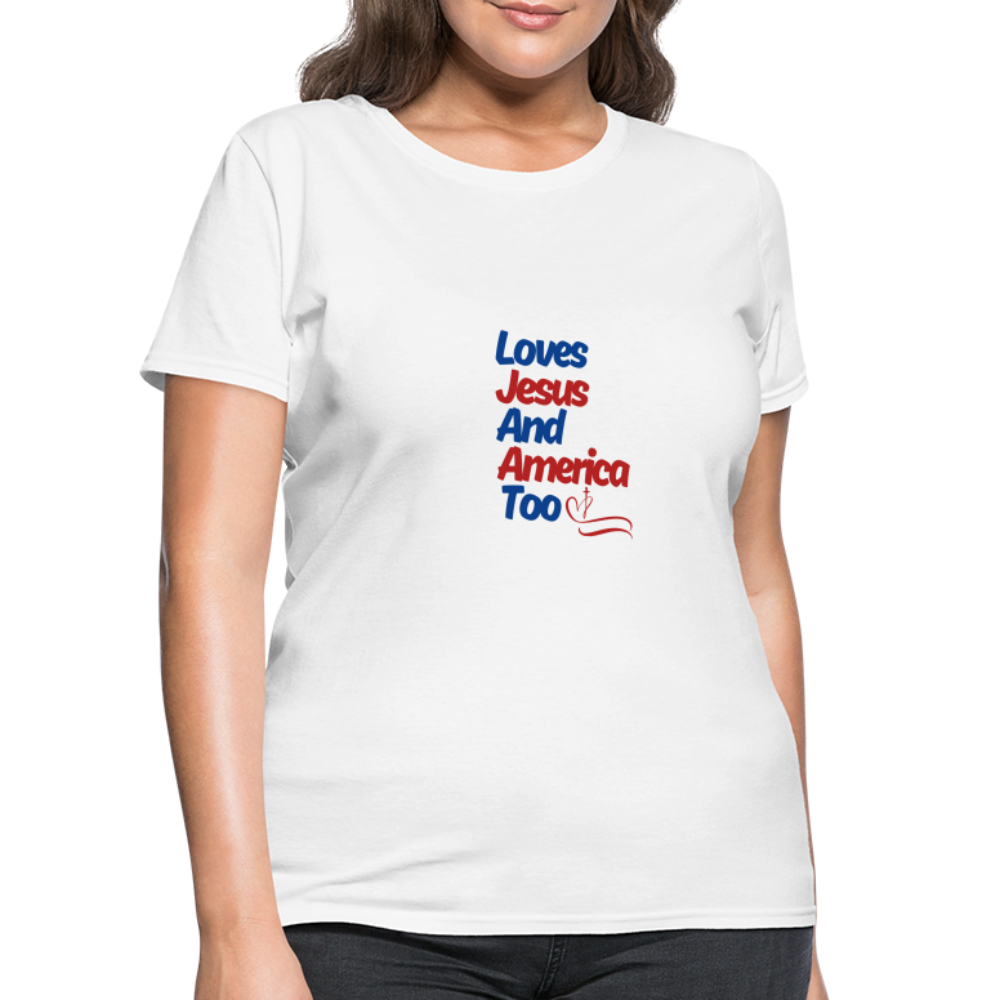 Loves Jesus And America Too T-Shirt - white