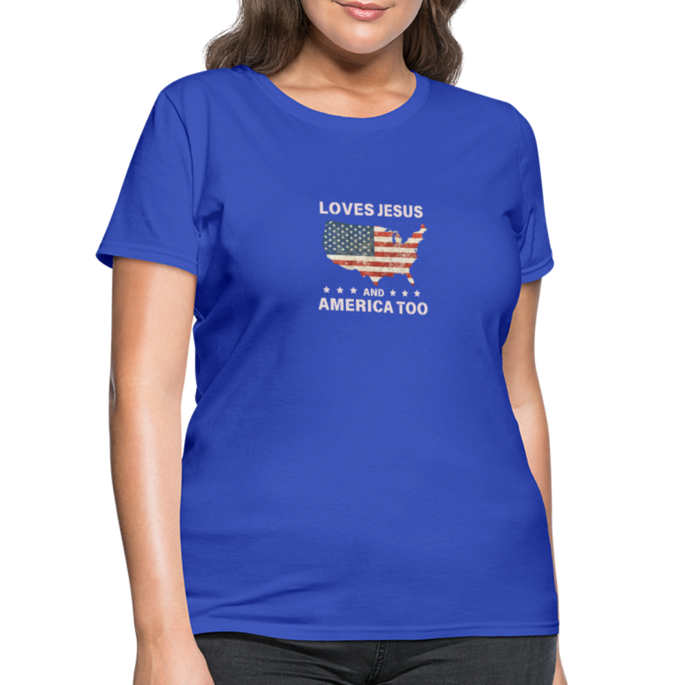 Loves Jesus And America Too T-Shirt - royal blue