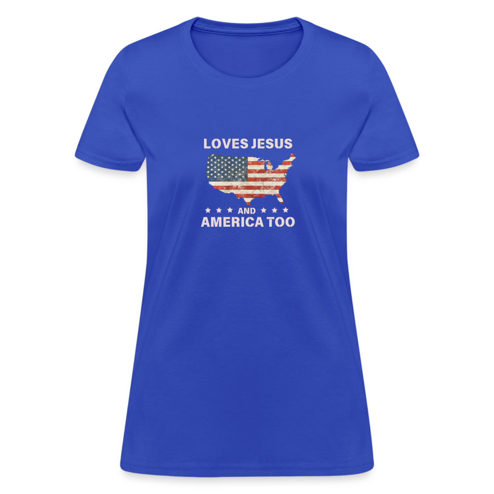 Loves Jesus And America Too T-Shirt - royal blue