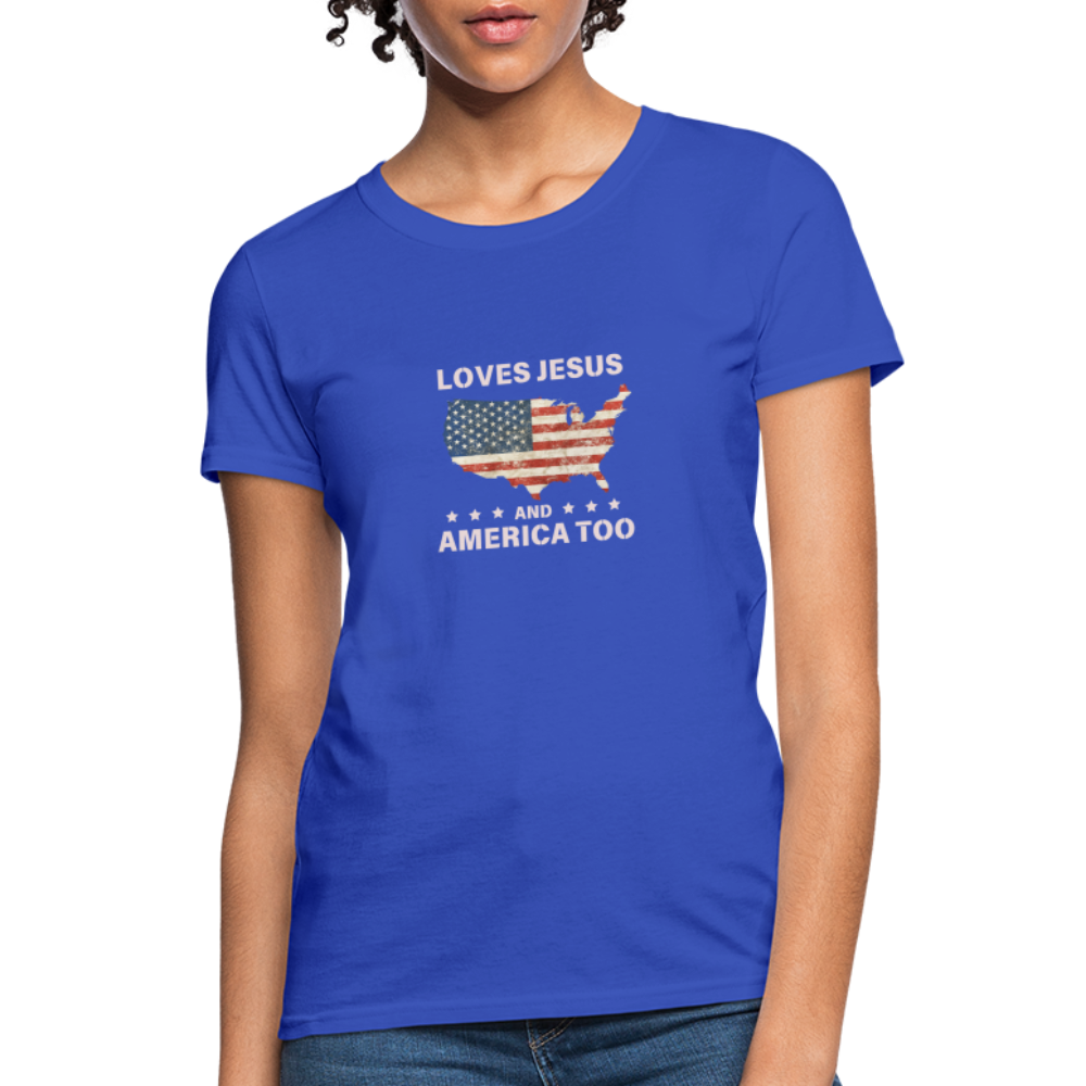 Loves Jesus And America Too T-Shirt - royal blue