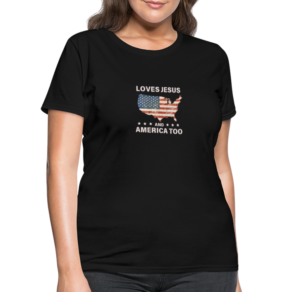 Loves Jesus And America Too T-Shirt - black