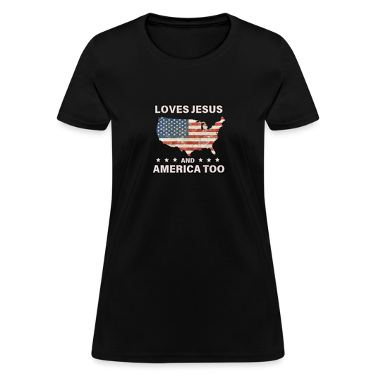 Loves Jesus And America Too T-Shirt - black