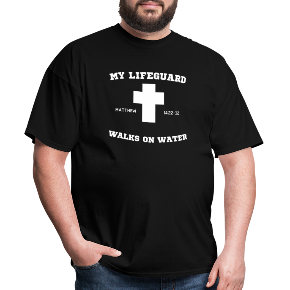 My Lifeguard Walks On Water | Cross | Dark Color T-Shirt - black