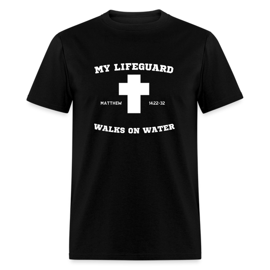 My Lifeguard Walks On Water | Cross | Dark Color T-Shirt - black