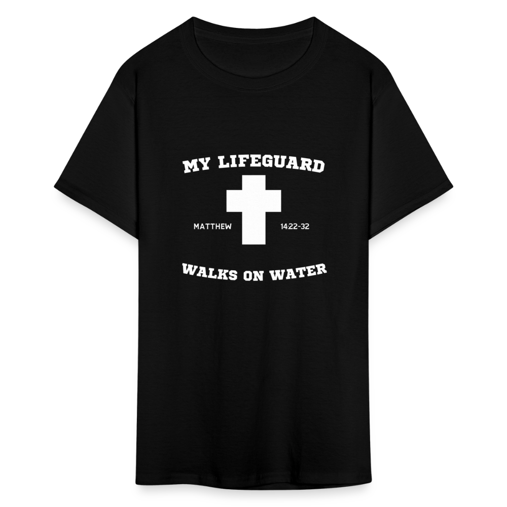 My Lifeguard Walks On Water | Cross | Dark Color T-Shirt - black