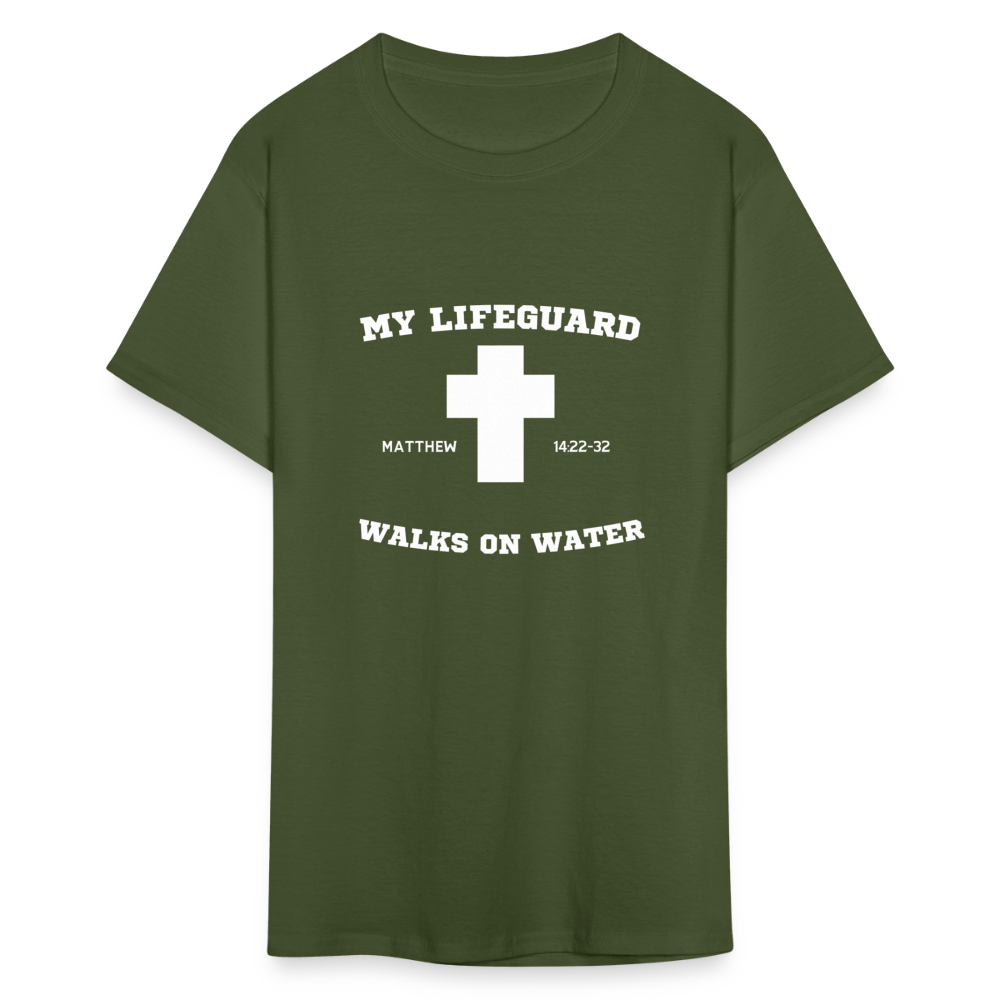 My Lifeguard Walks On Water | Cross | Dark Color T-Shirt - military green