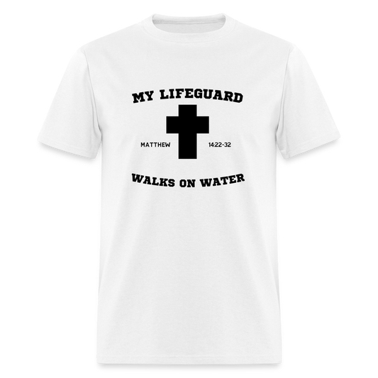 My Lifeguard Walks On Water | Cross | Light Color T-Shirt - white