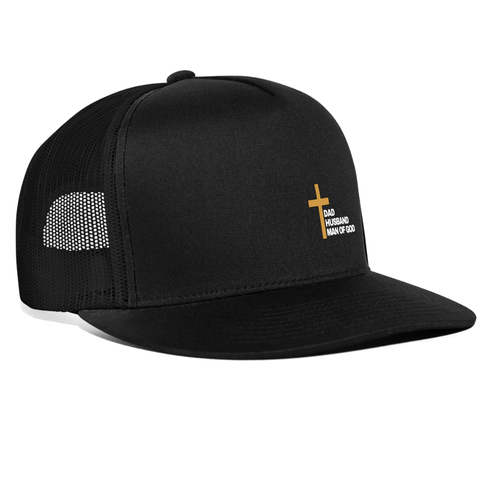 Dad Husband Man of God Trucker Cap - black/black