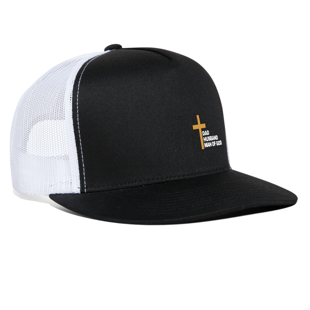 Dad Husband Man of God Trucker Cap - black/white