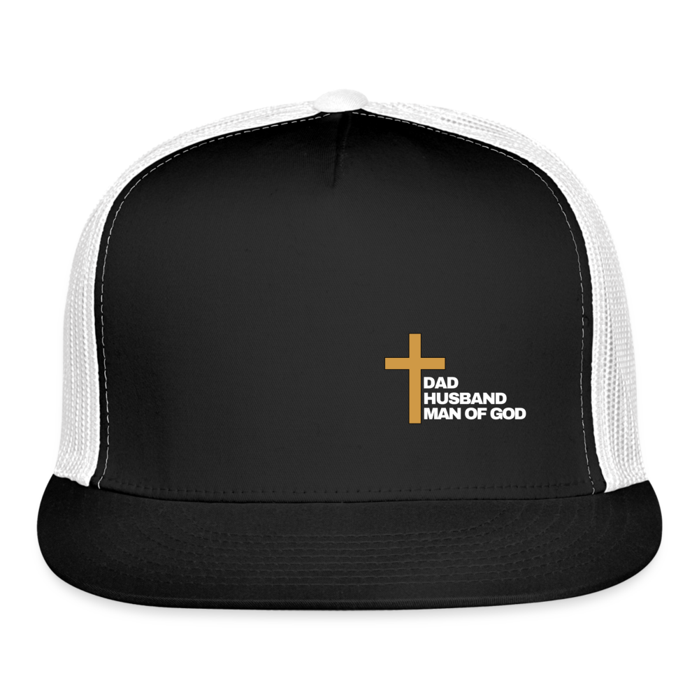 Dad Husband Man of God Trucker Cap - black/white