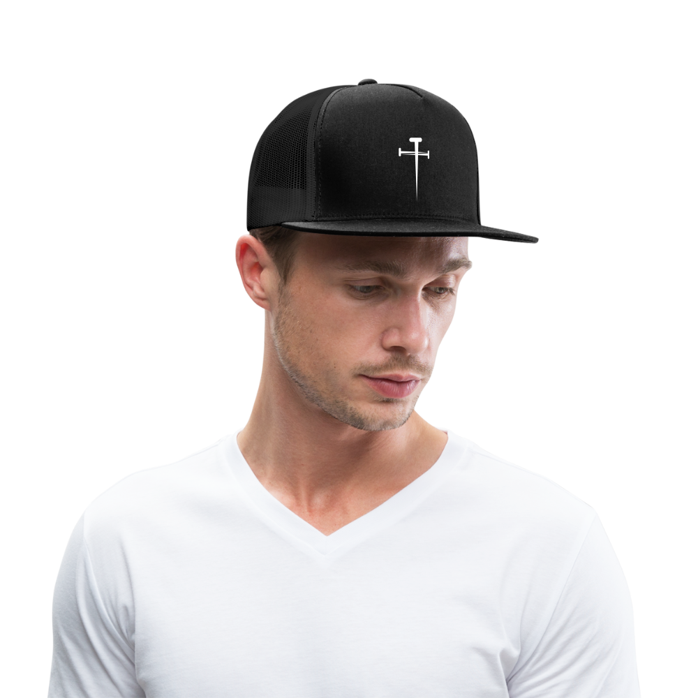 Centered Nail Cross Trucker Cap - black/black