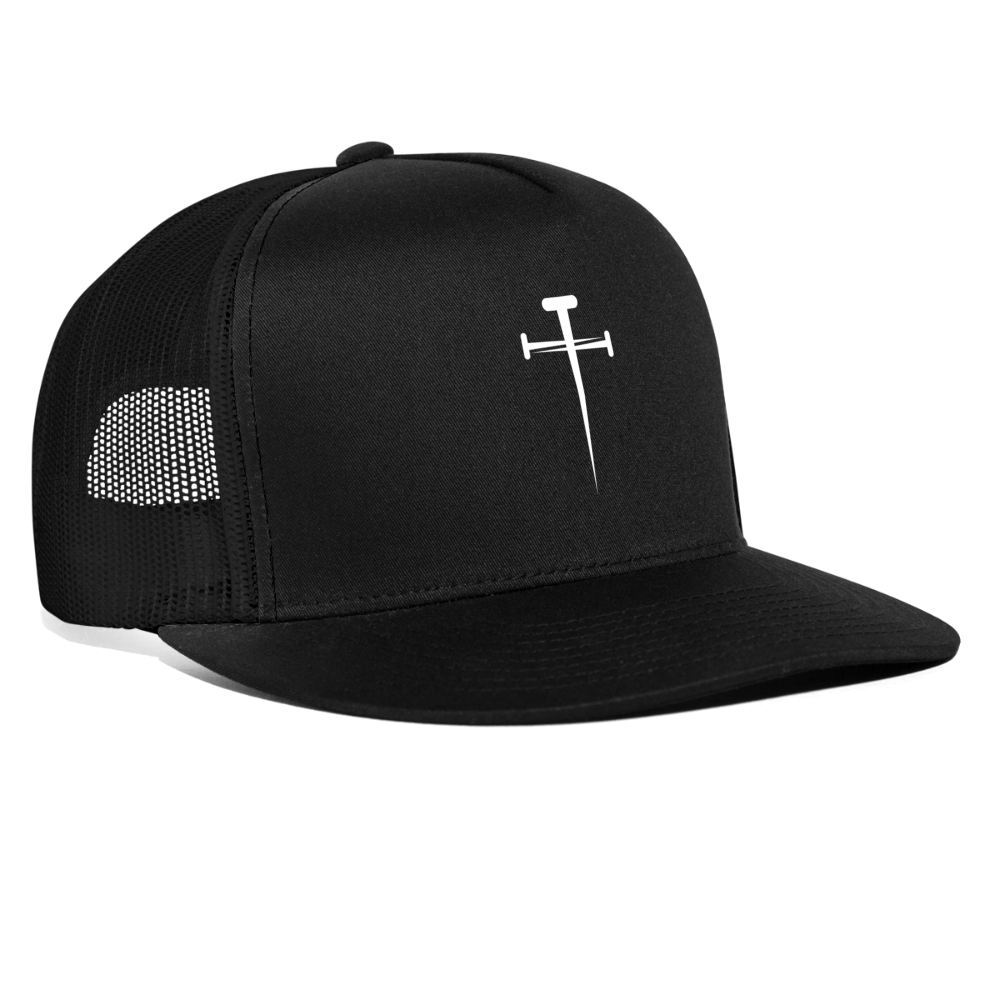 Centered Nail Cross Trucker Cap - black/black