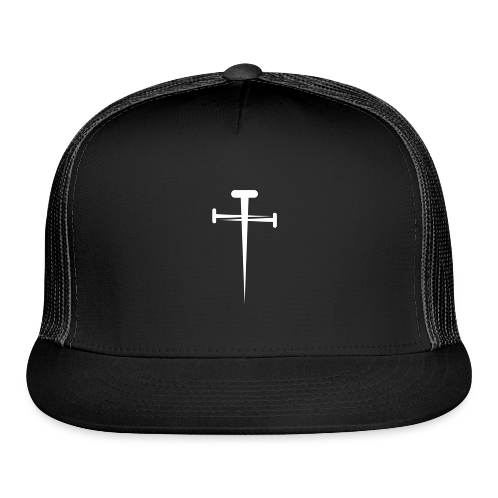 Centered Nail Cross Trucker Cap - black/black