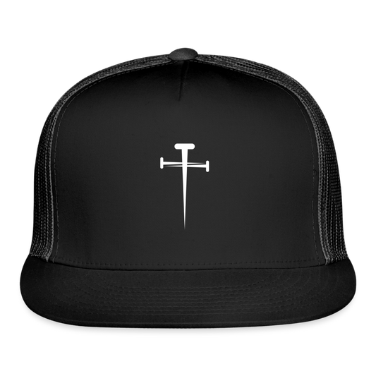 Centered Nail Cross Trucker Cap - black/black