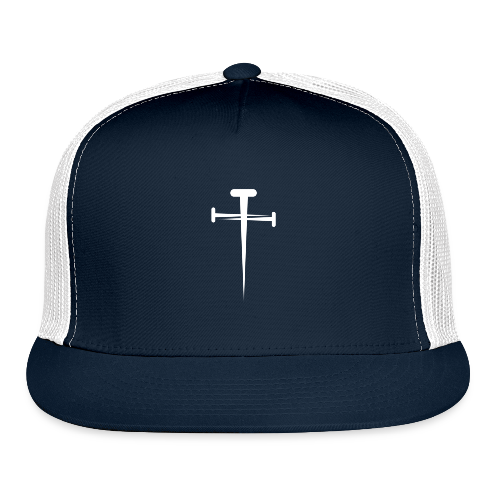 Centered Nail Cross Trucker Cap - navy/white