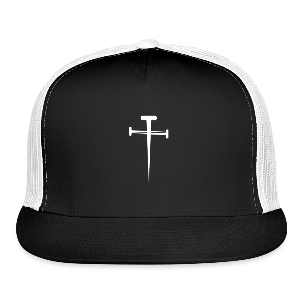 Centered Nail Cross Trucker Cap - black/white