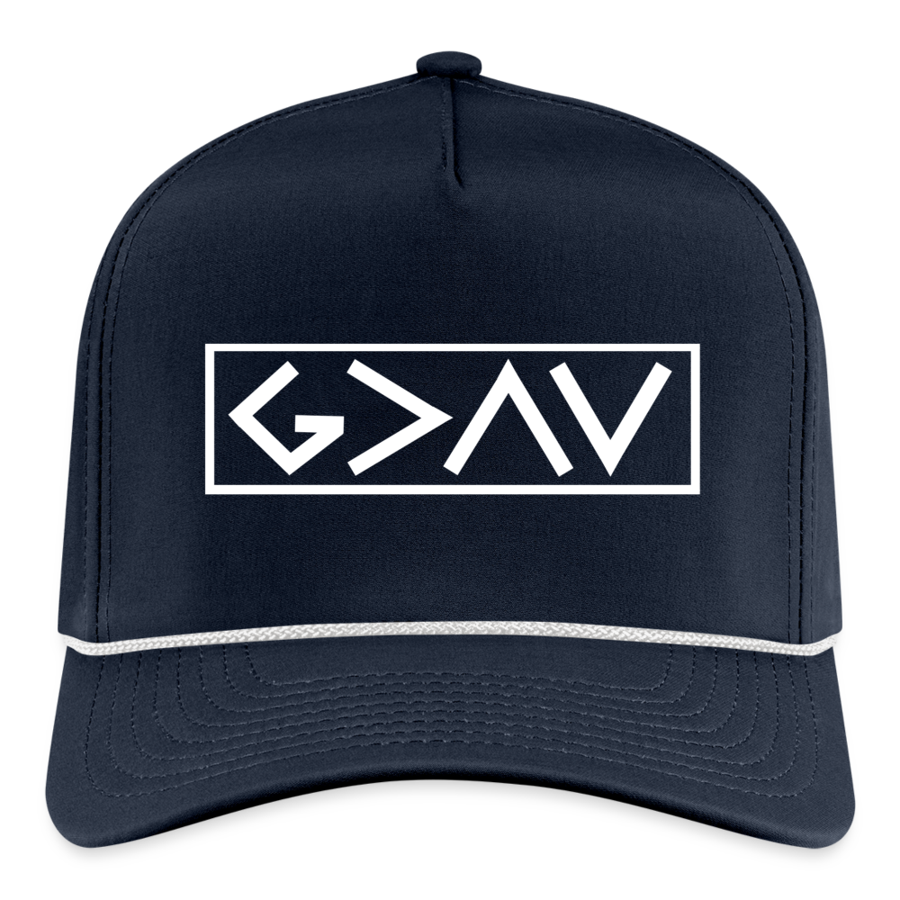 God is Greater Premium Cap - navy/white