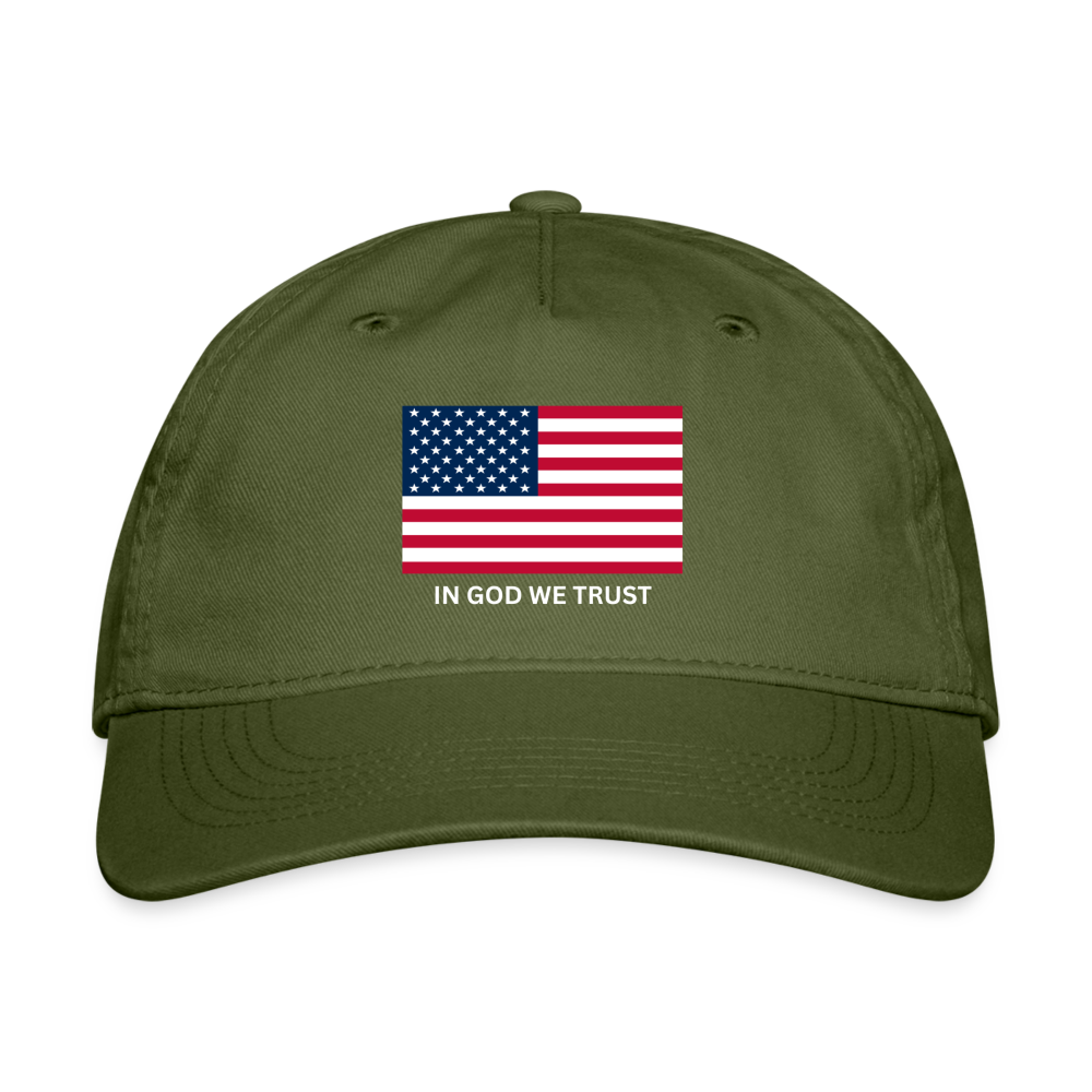 In God We Trust US Flag Regular Cap - olive green